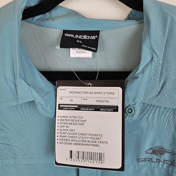 Grundens Hooksetter Long Sleeve Technical Shirt Large NWOT Snap Closure - Picture 3 of 6